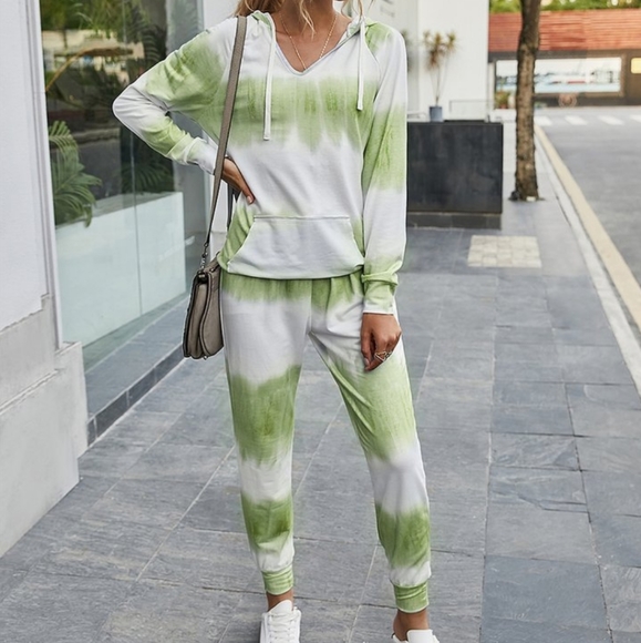 Green & White Tie Dye Sweater & Pant Set - Picture 4 of 5